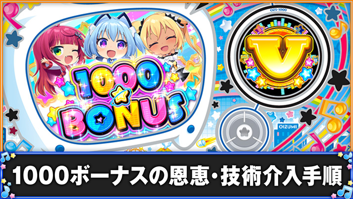 LBパチスロ1000ちゃんA 1000ボーナスの恩恵・技術介入手順 1000ボーナス突入画面