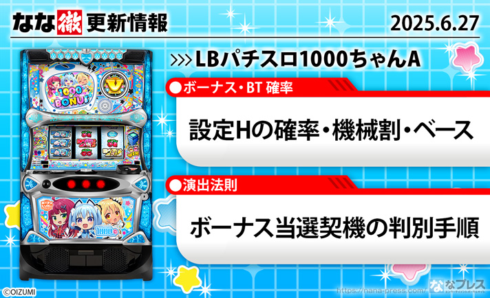 LBパチスロ1000ちゃんA 更新情報の概要
