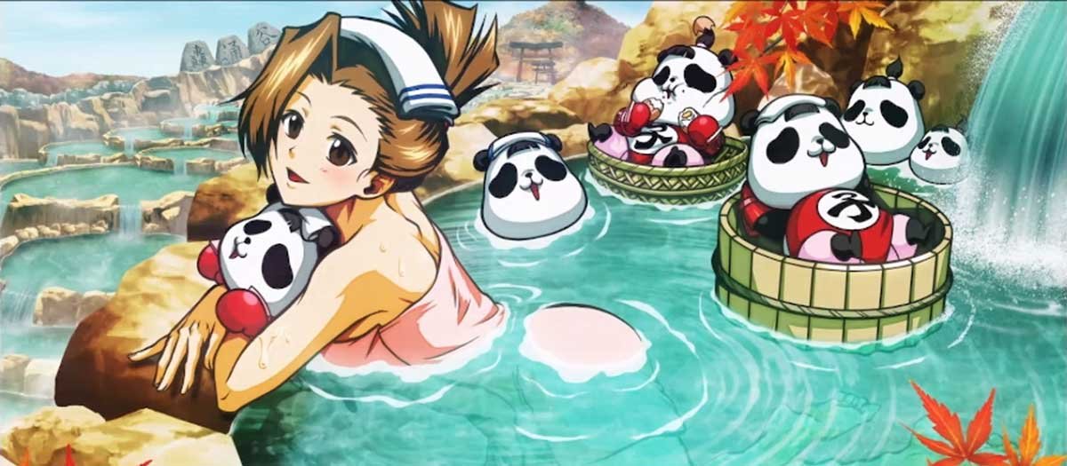 いざ！番長　AT終了画面　おみさ＆コパンダ（温泉）