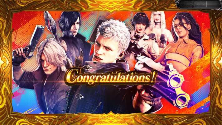 スマスロ デビル メイ クライ 5 スタイリッシュトライブ　DMCボーナス終了画面　全員集合
