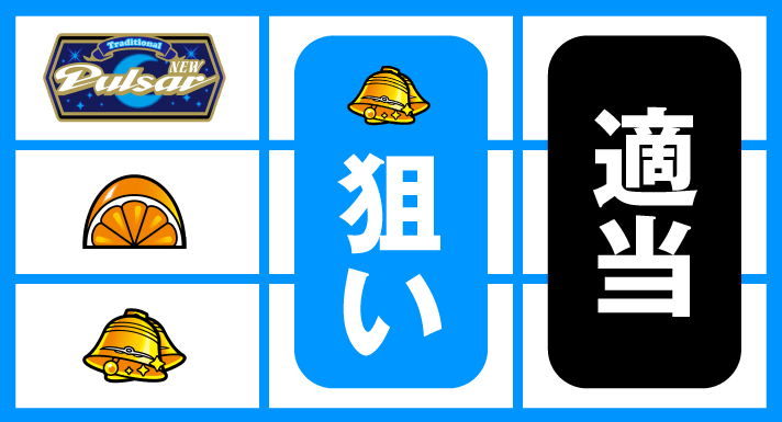 スマスロニューパルサーBT 順押しBAR狙い ハズレ、ベル、オレンジ