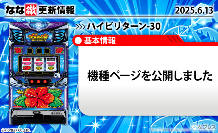 ハイビリターン-30 更新情報の概要