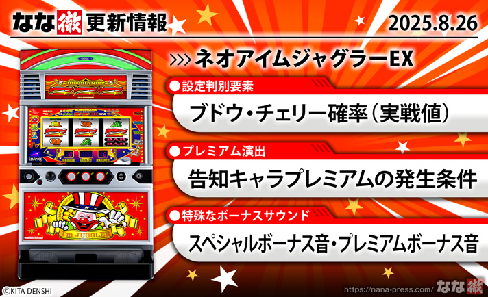 ネオアイムジャグラーEX 更新情報の概要 TOP画像