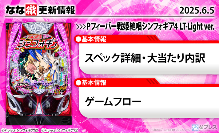 Pフィーバー戦姫絶唱シンフォギア4 LT-Light ver. 更新情報の概要