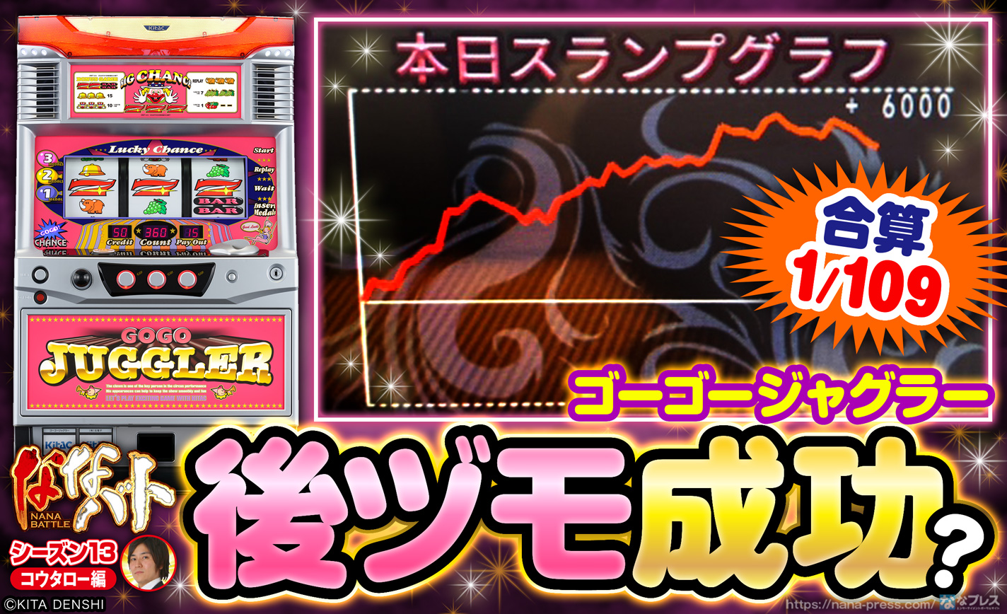 【ゴーゴージャグラー】後ヅモ成功?合算1/109の台を閉店までブン回し! eyecatch-image