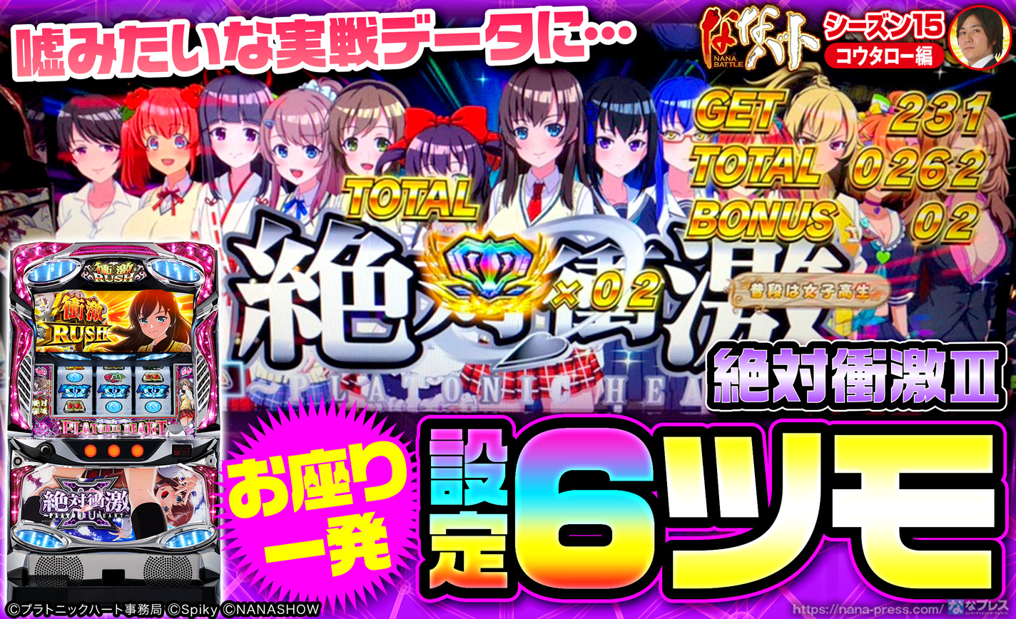 【絶対衝激3】設定6確定の終了画面出現!有利区間完走や極上絶対領域で万枚まで意識した結果 eyecatch-image