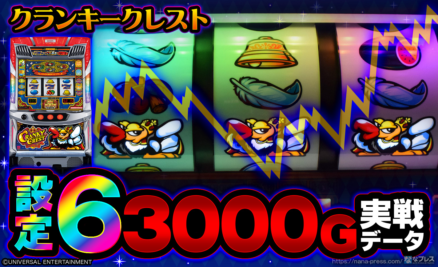 【クランキークレスト】設定6の約3000G実戦データを公開！各種初当たり確率やスランプグラフなど高設定の挙動を紹介！