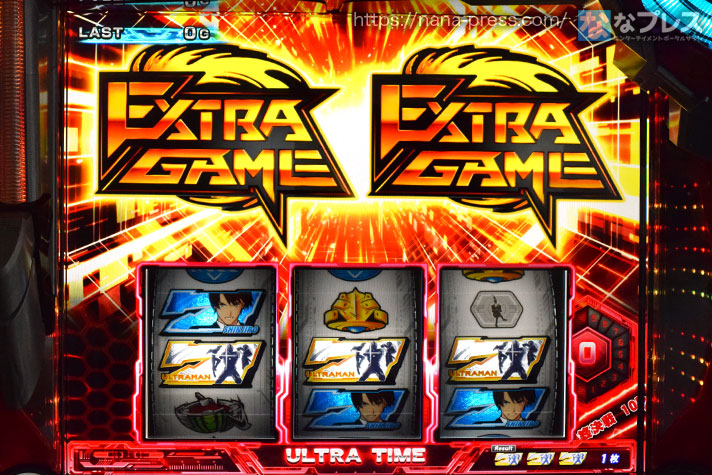 L ULTRAMAN　ウルトラタイム　白7揃い画面　エクストラゲーム獲得画面