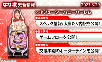 【Pジューシーハニーハーレム】機種ページを公開しました。【3月29日解析情報更新】