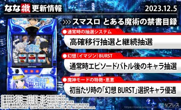 【スマスロ とある魔術の禁書目録】高確移行抽選と継続抽選、「幻想BURST」キャラ抽選の詳細などを更新しました。【12月5日解析情報更新】