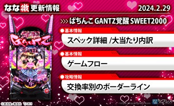 【ぱちんこ GANTZ覚醒 Sweet2000】機種ページを公開しました。【2月29日解析情報更新】